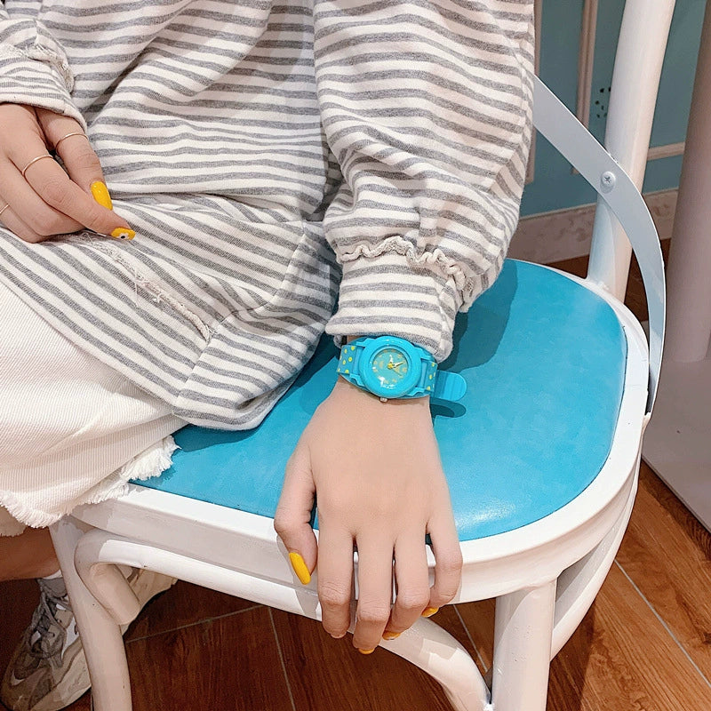 Female Student Heart Shaped Cartoon Style Pink Silicone Watch - Image 5