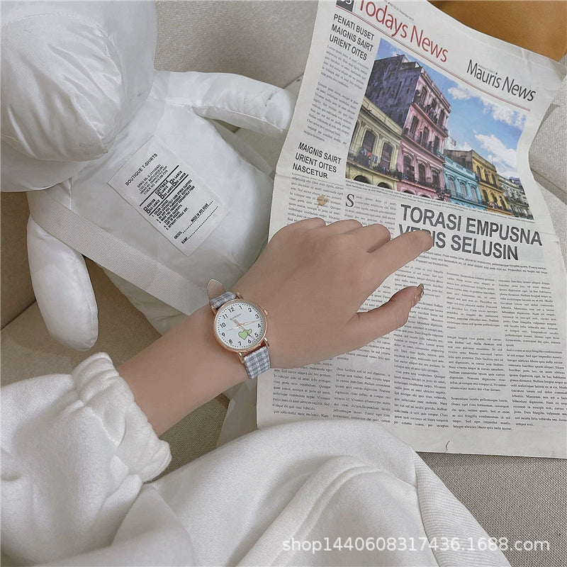 Female Student Leisure Style Alloy Case Plaid Quartz Watch - Image 4