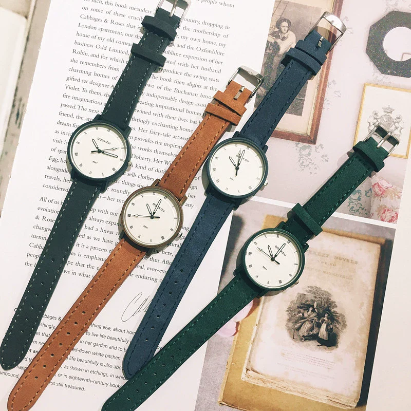 Female Student Mori Style Alloy Case Imitation Leather Strap Round Dial Quartz Watch - Image 2