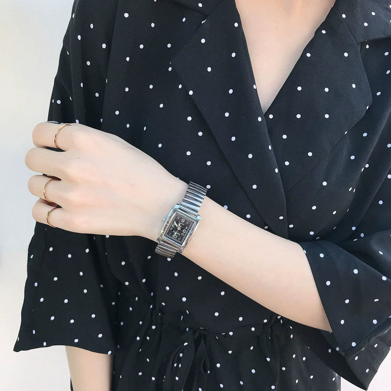 Female Student Square Alloy Bracelet Watch With Printed Logo Simple Cold Style Allmatch Chain Leisure Design - Image 5