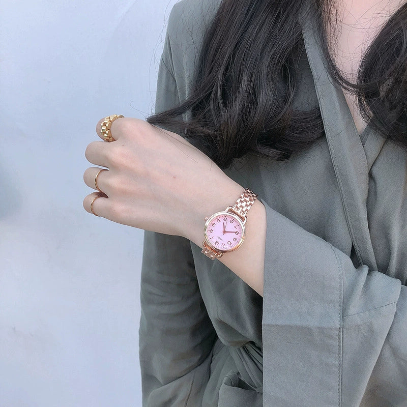 Female Students' Simple Fashion Watch With Alloy Case Stainless Steel Band And Round Dial - Image 4