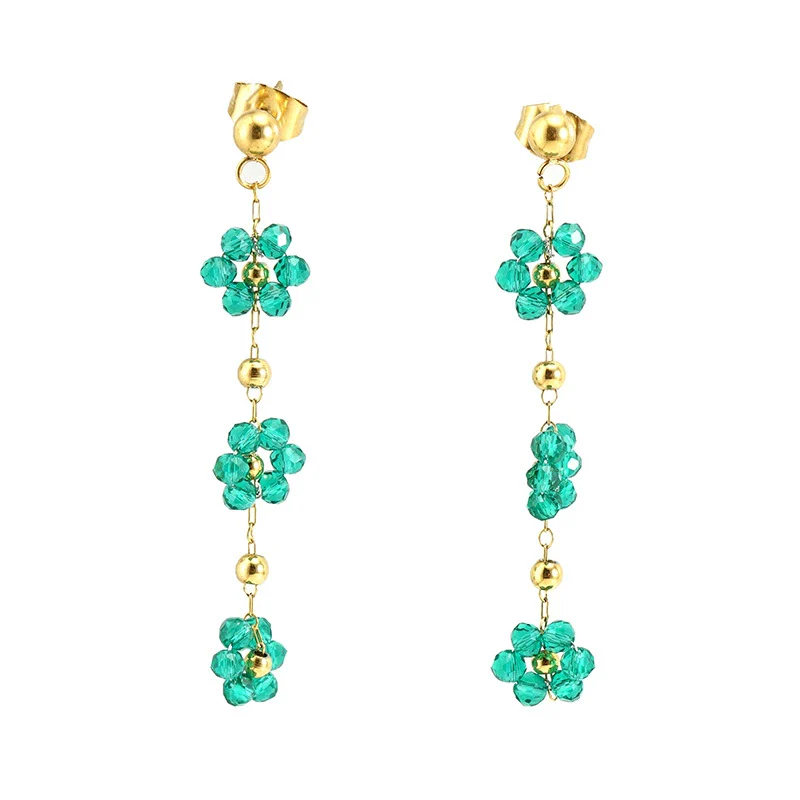 Flower Crystal 316L Stainless Steel Earrings For Women With Electroplating - Image 10