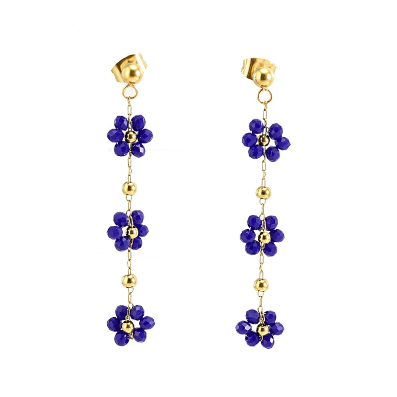 Flower Crystal 316L Stainless Steel Earrings For Women With Electroplating - Image 8