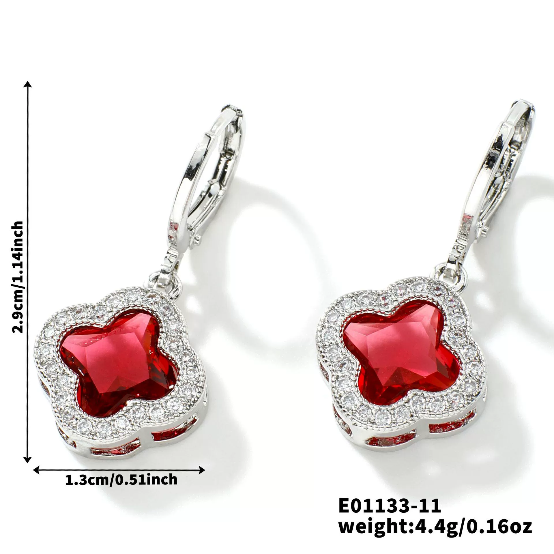Fragrant Fourleaf Clover Earrings Copper Zircon Glass Geometric Fashion Electroplating - Image 16