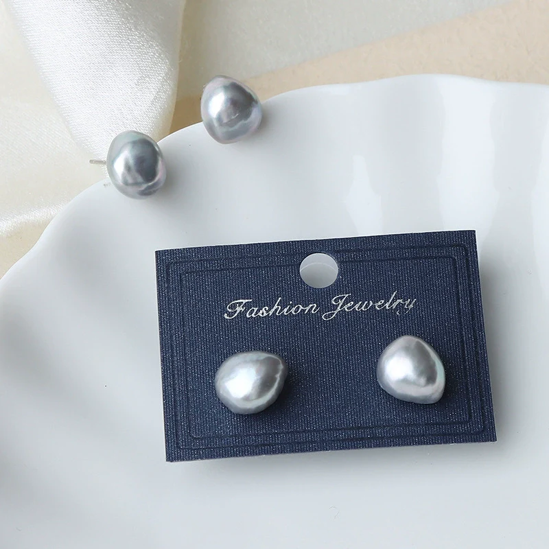 Freshwater Pearl Earrings 925 Silver Needle Special Shape Minimalist Women's - Image 2