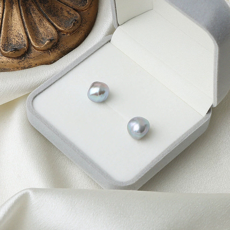 Freshwater Pearl Earrings 925 Silver Needle Special Shape Minimalist Women's - Image 4