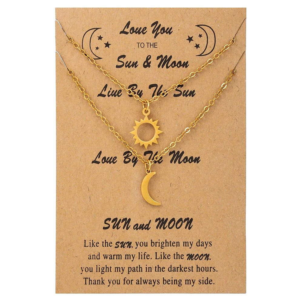 Friendship Titanium Steel Star Moon Pendant Necklace Electroplated Unisex Fashion - Image 4
