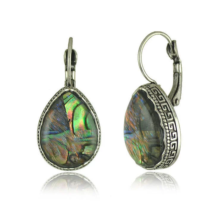Gemstone Earrings Retro Style Alloy Owl Shell Electroplating For Women - Image 6