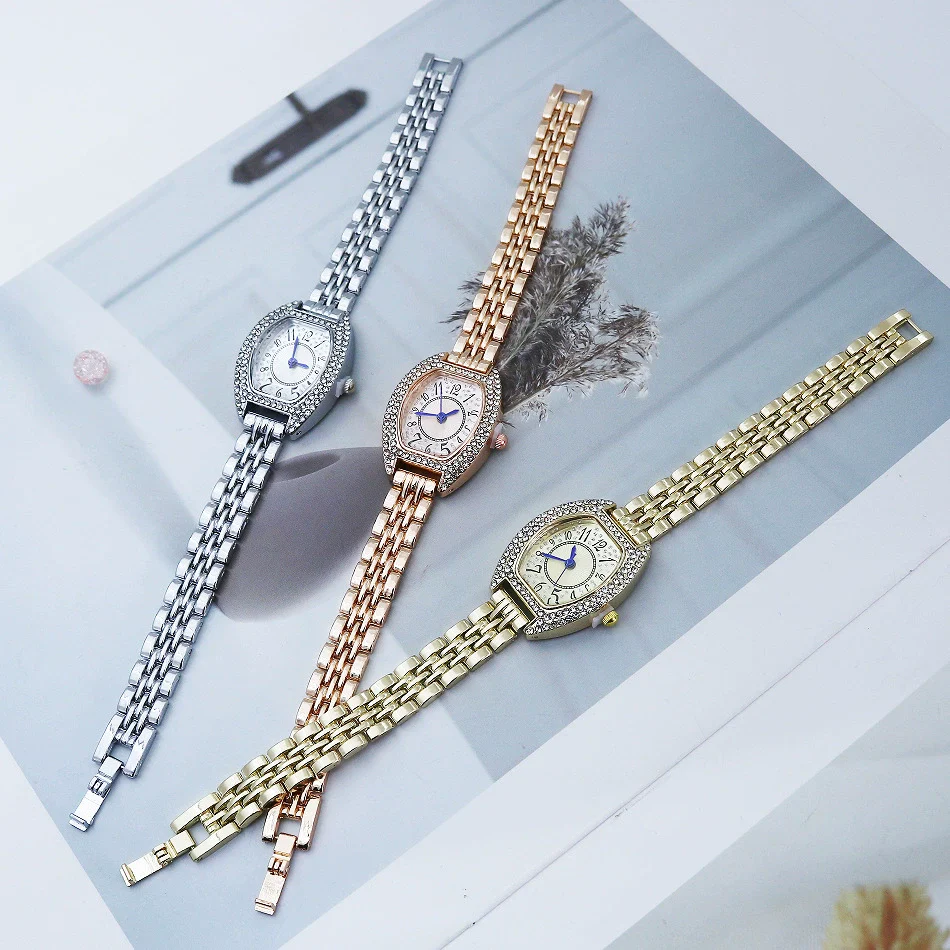 Girls Fashionable Alloy Barrelshaped Bracelet Watch With Mineral Reinforced Glass Mirror And Jewelry Buckle - Image 4