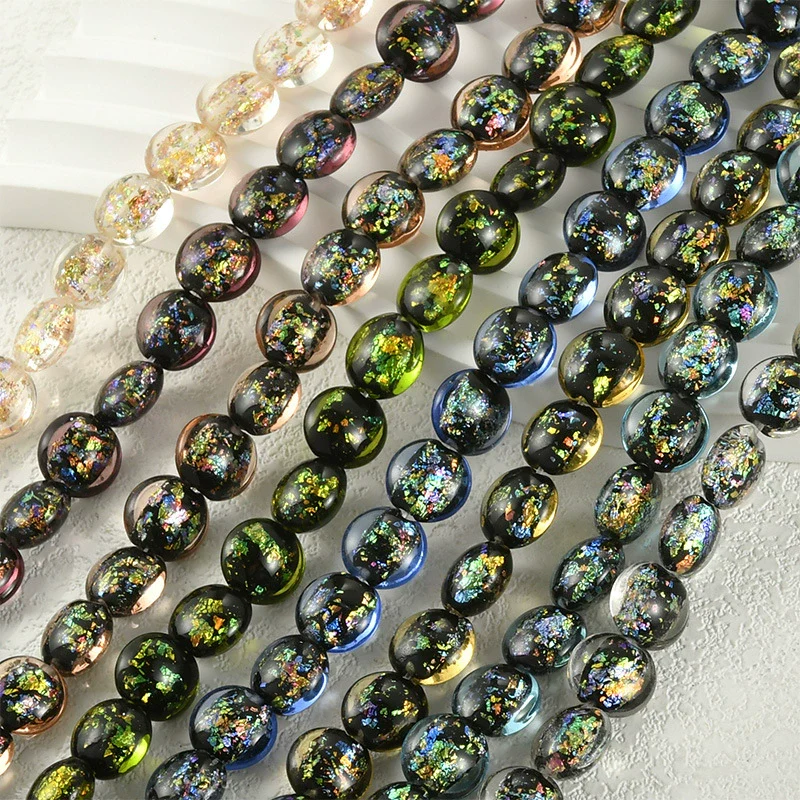 Girls Jewelry Copper Heart Flat Bead Electroplated Foil Glazed Hand Beaded Accessories - Image 2