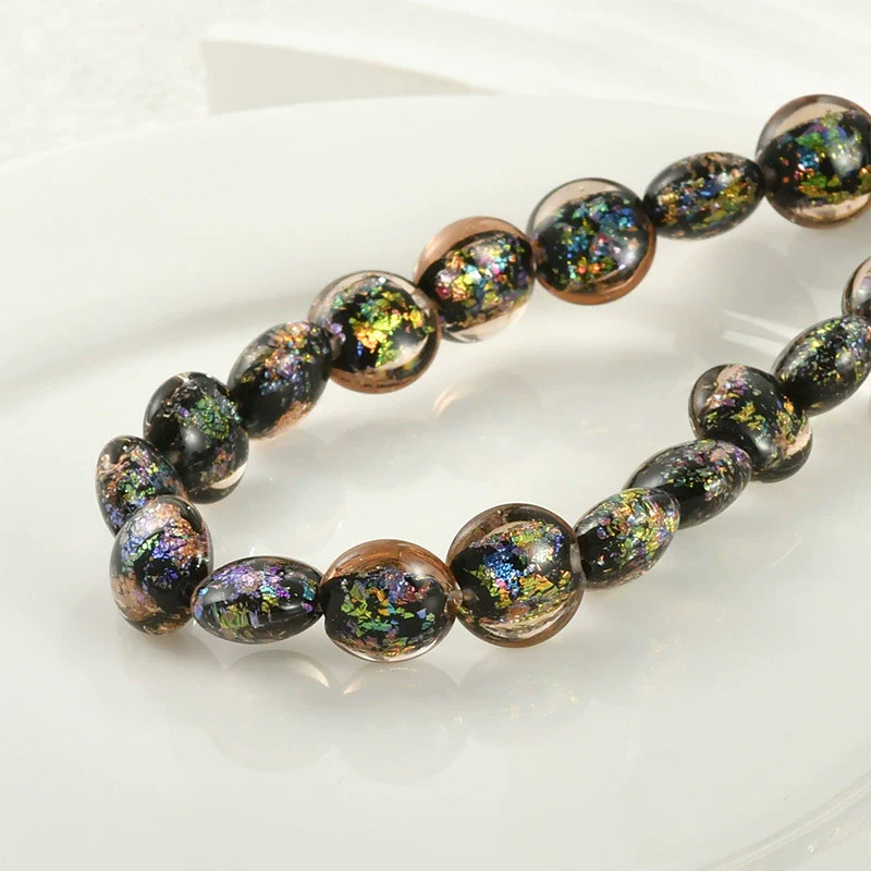 Girls Jewelry Copper Heart Flat Bead Electroplated Foil Glazed Hand Beaded Accessories - Image 8