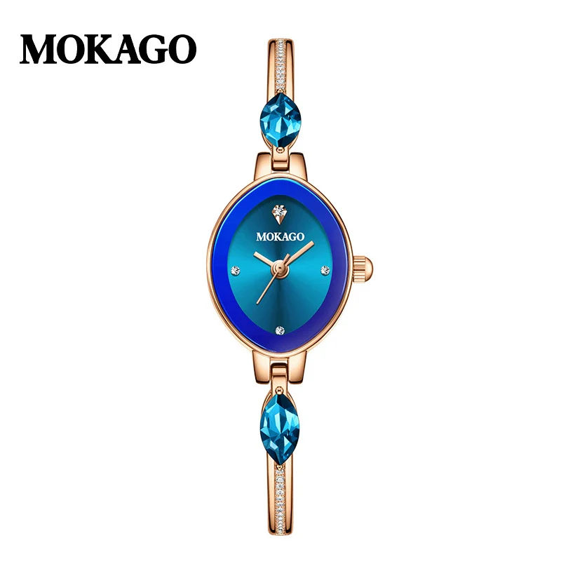 Girls Luxury Waterproof Oval Dial Watch With Diamondstudded Copper Belt Inlaid With Crystal Zirconium Mineral Strengthened Glass Mirror Alloy Case - Image 4