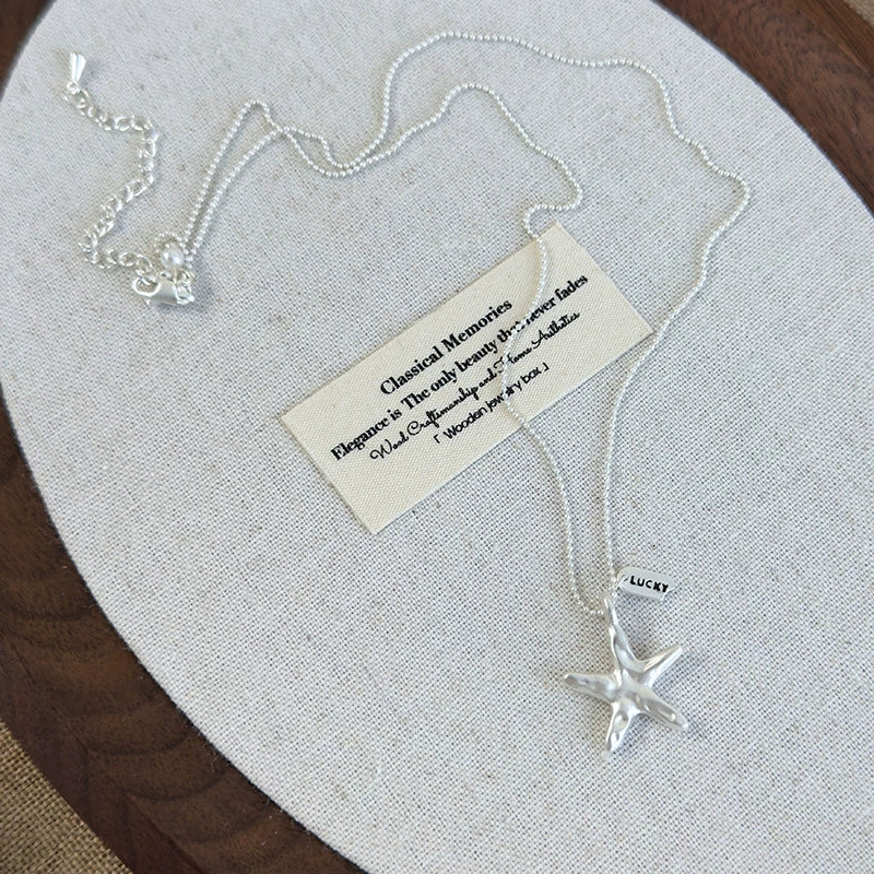 Girls Plastic Resin Alloy Beaded Necklace With Geometric Pattern Electroplated Fivepointed Star Starfish Clavicle Chain Accessories - Image 6
