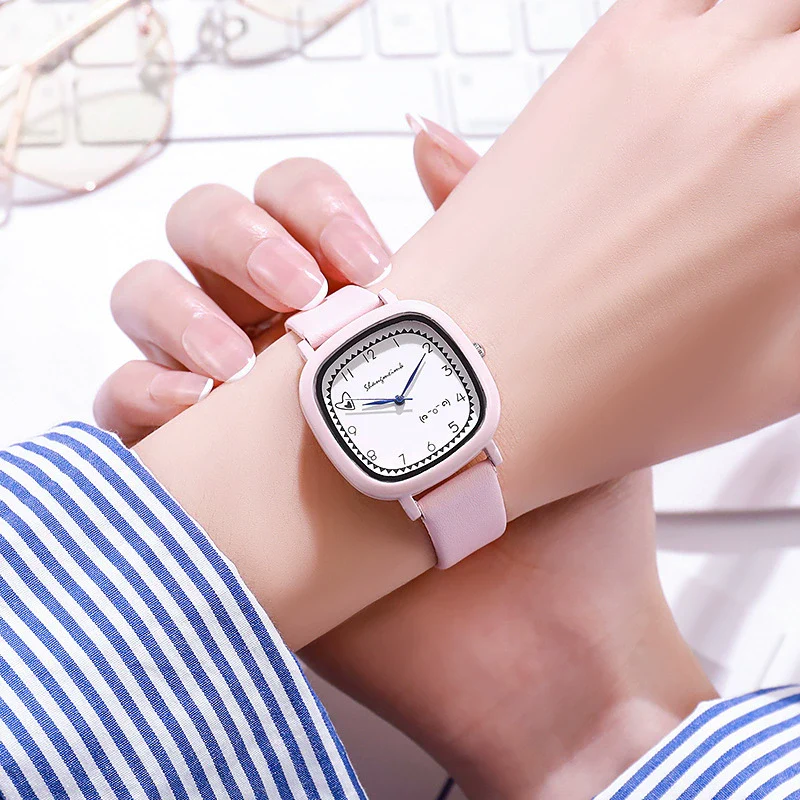 Girls Square Alloy Pu Strap Fresh Style Watch - Image 3