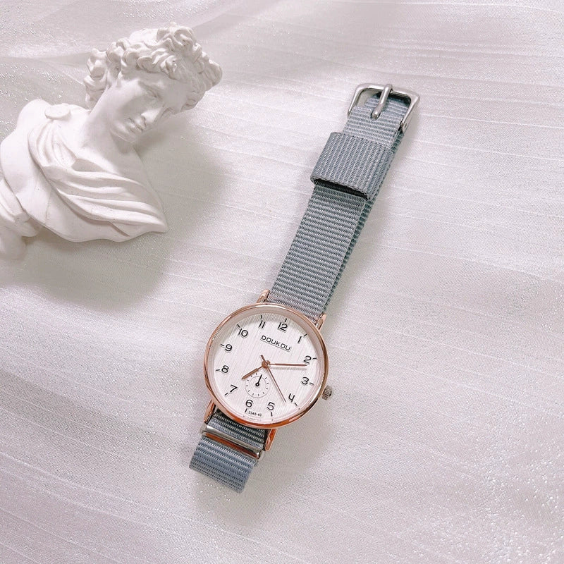 Girls Student Watch Alloy Case Pink Canvas Leisure Style - Image 7