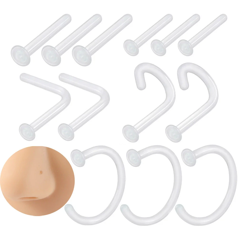Glass Glaze Cshaped Bending Rod Nose Ring Puncture Nose Ornaments Unisex