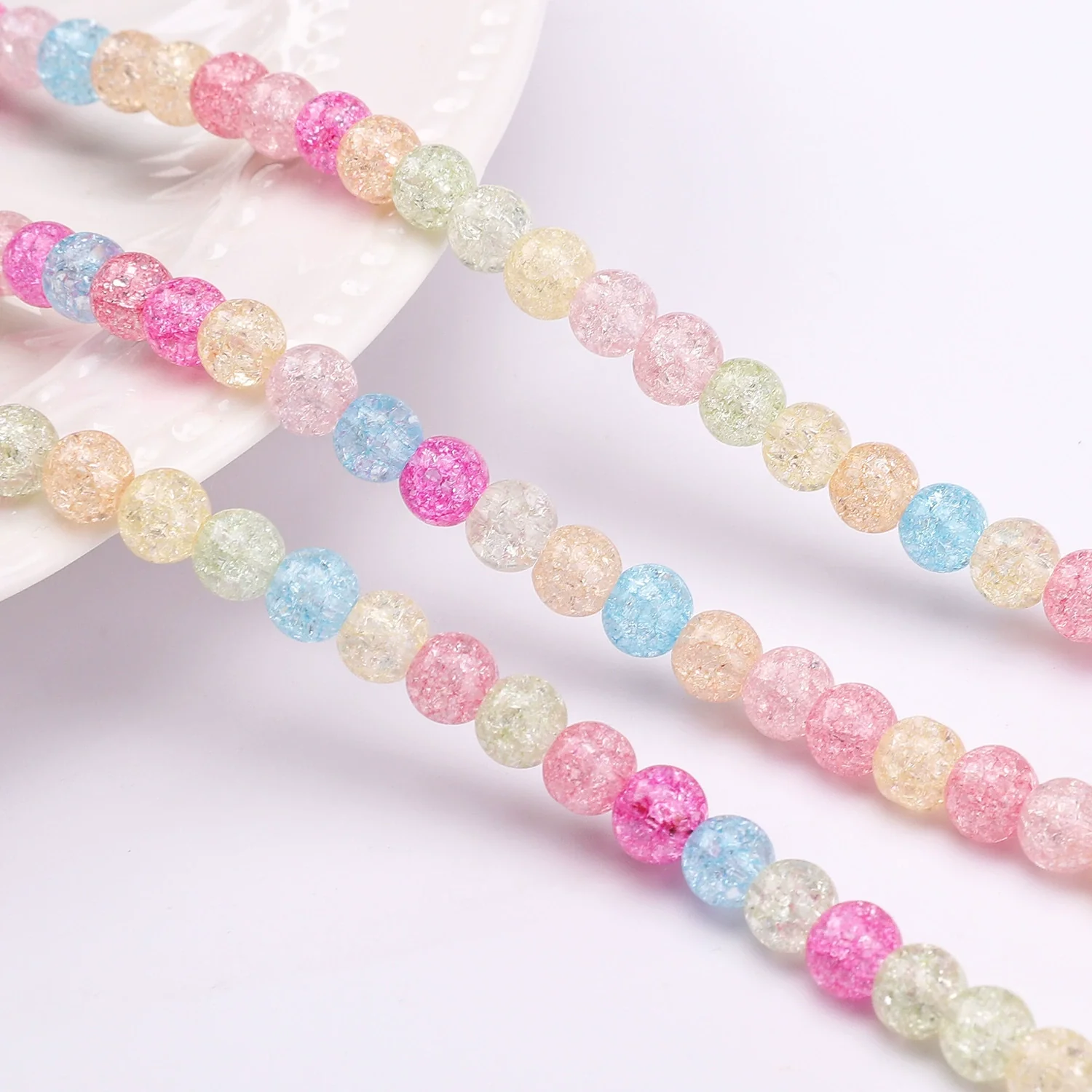 Glass Glazed Loose Beads With Broken Flowers Pattern For Diy Jewelry Accessories Lovely Geometric Style - Image 7