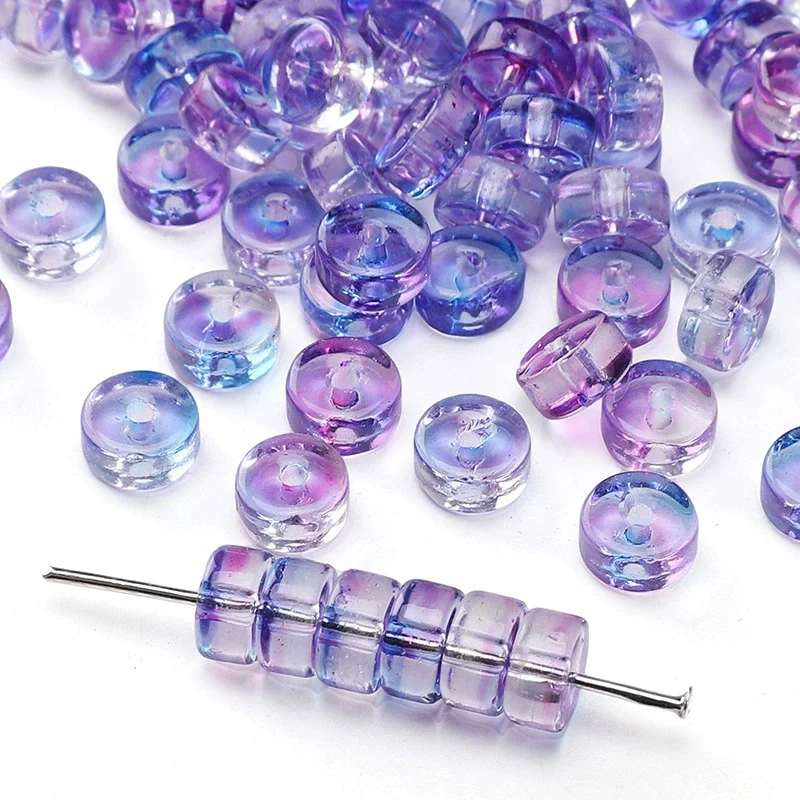 Glass Round Beads Handmade Diy Beaded Bracelet Material Accessories High Color Retention Twocolor Crosscut - Image 11