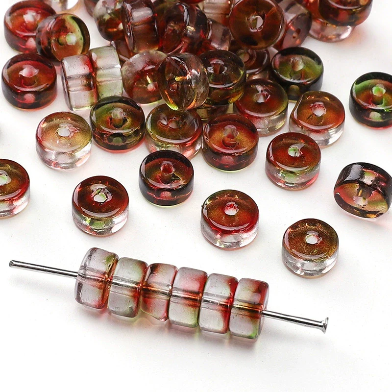 Glass Round Beads Handmade Diy Beaded Bracelet Material Accessories High Color Retention Twocolor Crosscut - Image 13