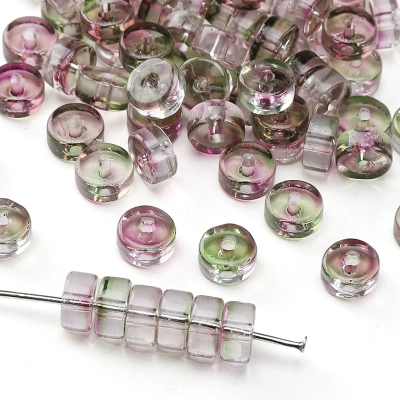 Glass Round Beads Handmade Diy Beaded Bracelet Material Accessories High Color Retention Twocolor Crosscut - Image 14