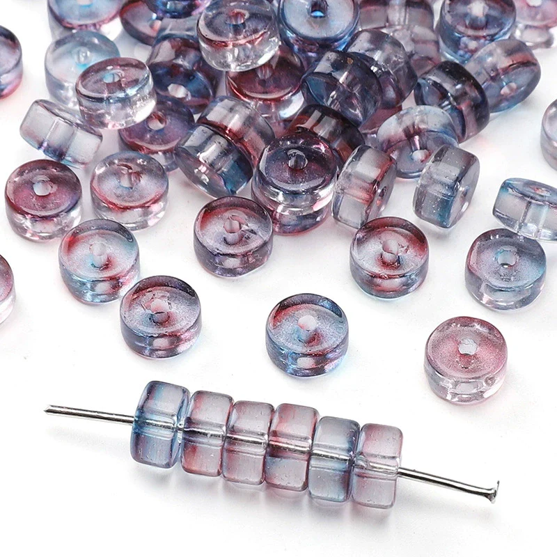 Glass Round Beads Handmade Diy Beaded Bracelet Material Accessories High Color Retention Twocolor Crosscut - Image 16