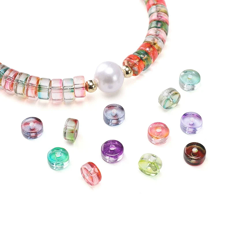 Glass Round Beads Handmade Diy Beaded Bracelet Material Accessories High Color Retention Twocolor Crosscut - Image 3