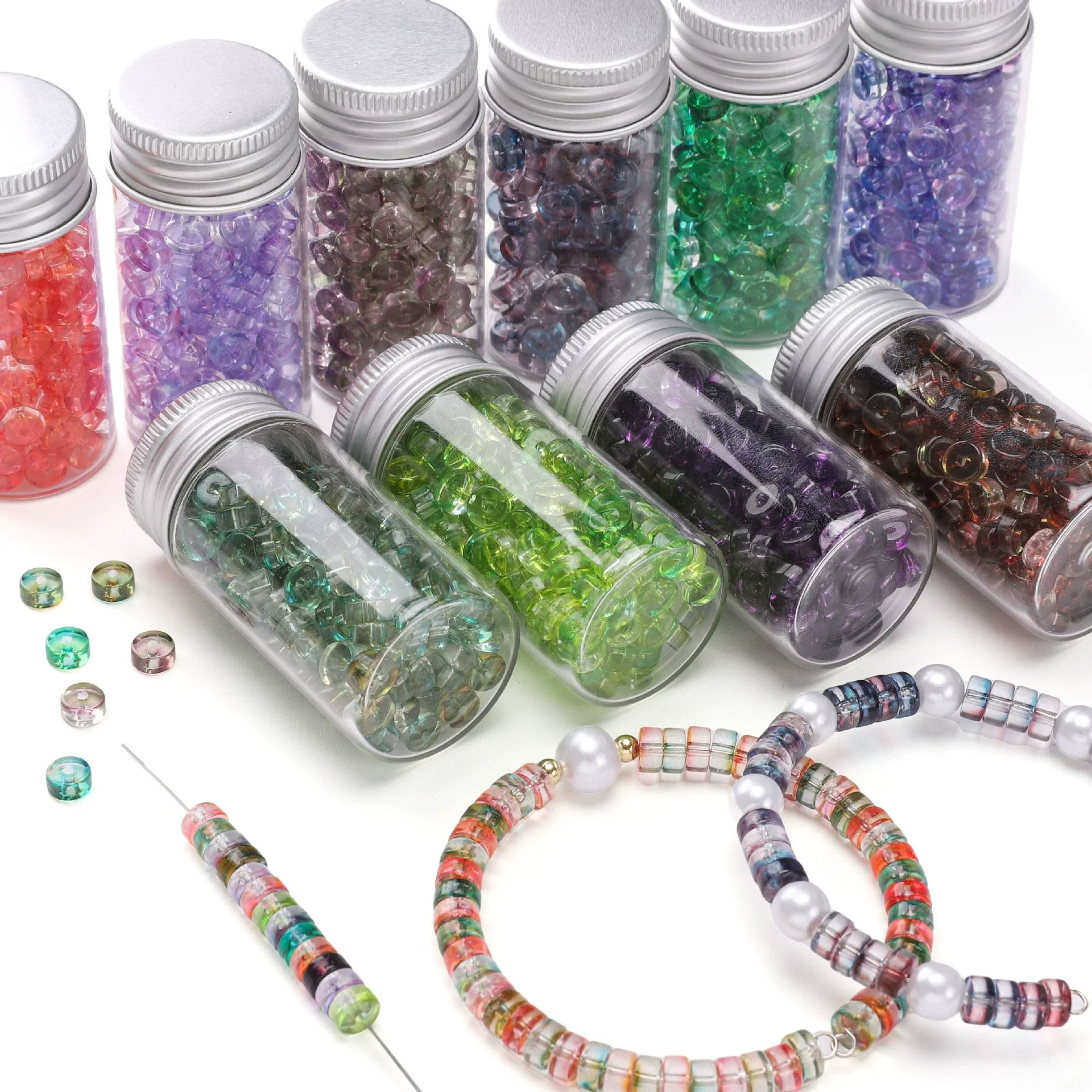 Glass Round Beads Handmade Diy Beaded Bracelet Material Accessories High Color Retention Twocolor Crosscut - Image 4