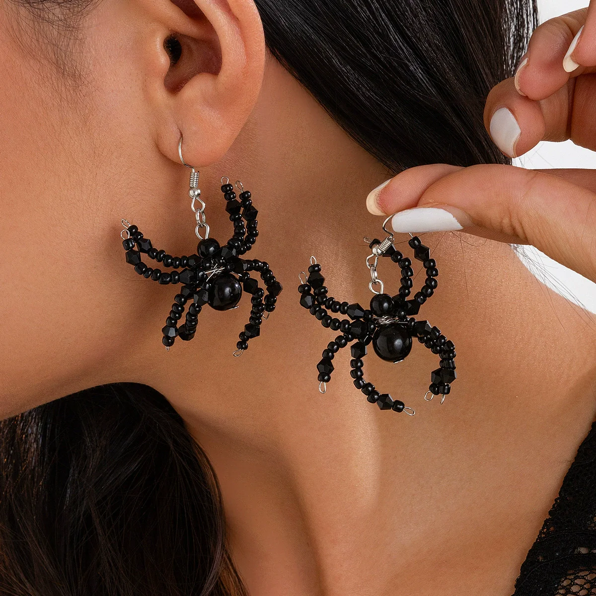 Gothic Dark Style Crystal Spider Plastic Beads Clavicle Chain With Electroplating For Women - Image 4