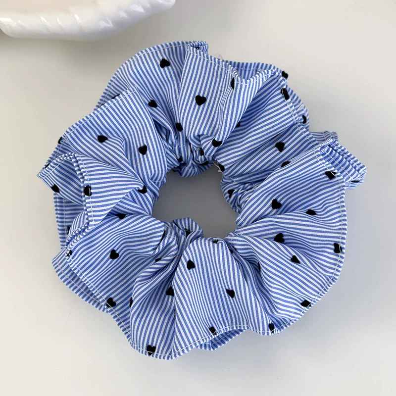 Hair Accessories Blue Lace Plaid Knitted Hair Ring For Women - Image 15