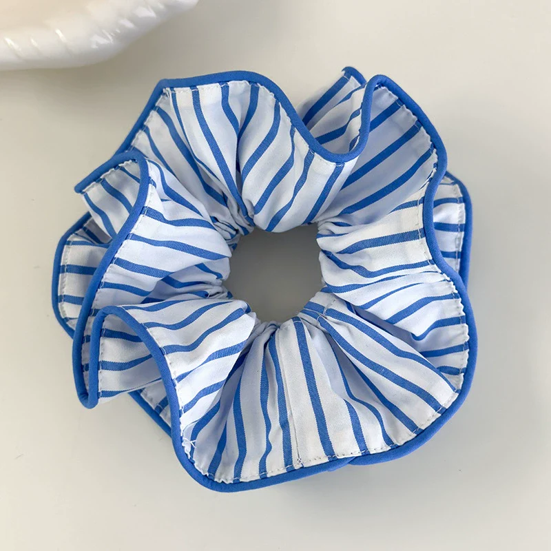 Hair Accessories Blue Lace Plaid Knitted Hair Ring For Women - Image 23