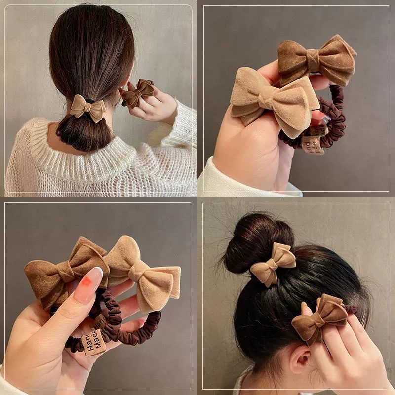 Hair Accessories Bow Hair Ring And Hair Rope Cloth Handmade For Girls