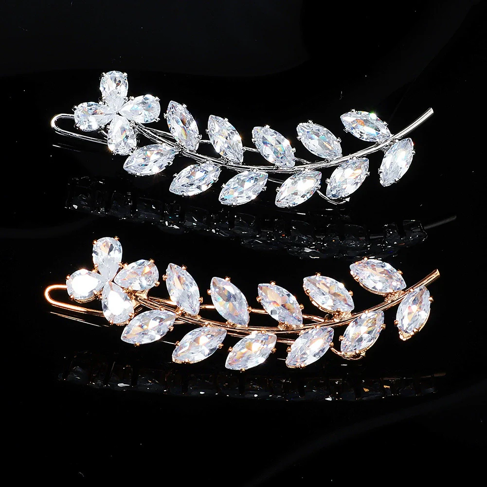 Hair Accessories Zircon Inlaid Side Clip Bangs Clip Back Head Clip For Women Plant Flowers Style
