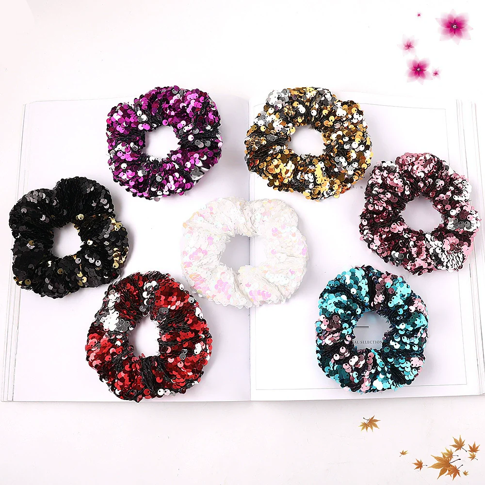 Hair Ring Cloth Handmade Mermaid Flip Large Bowel Shape Fish Scale Large Sequin Design - Image 2