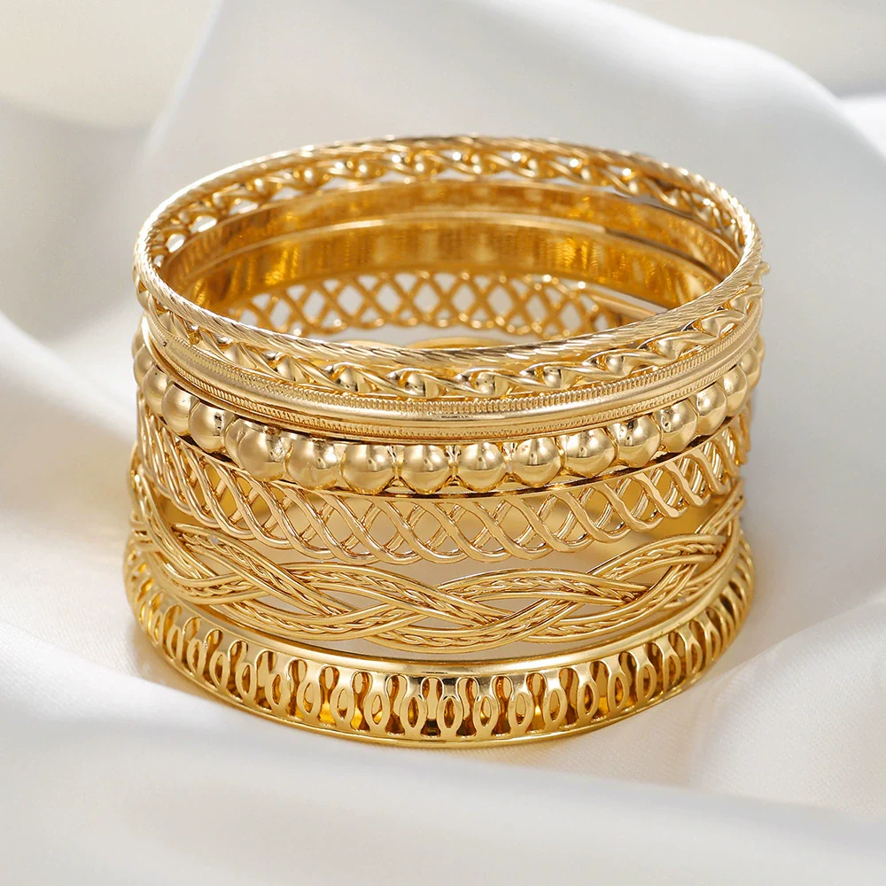 Hand Accessories Multilayered Bracelet Set Alloy Geometric Electroplating - Image 4