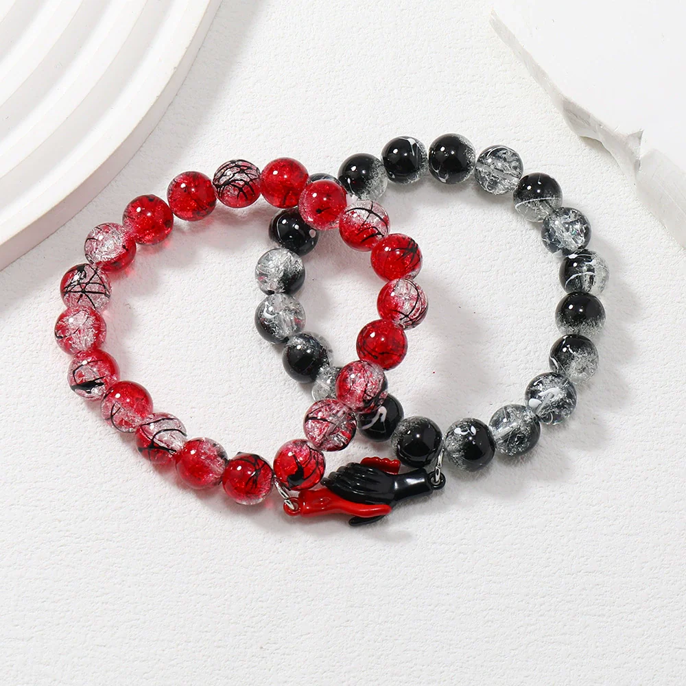 Handmade Couple Glass Bead Bracelet With Cortex Material And Heart Pattern - Image 4