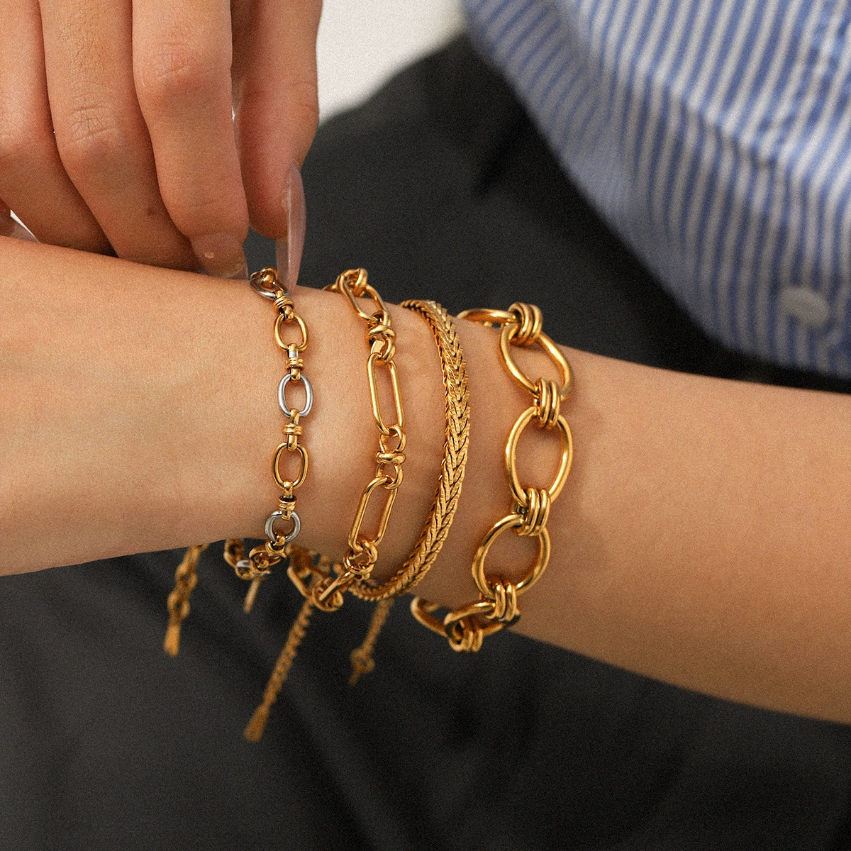 Handmade Electroplated Geometric Stainless Steel Women's Bracelet Jewelry