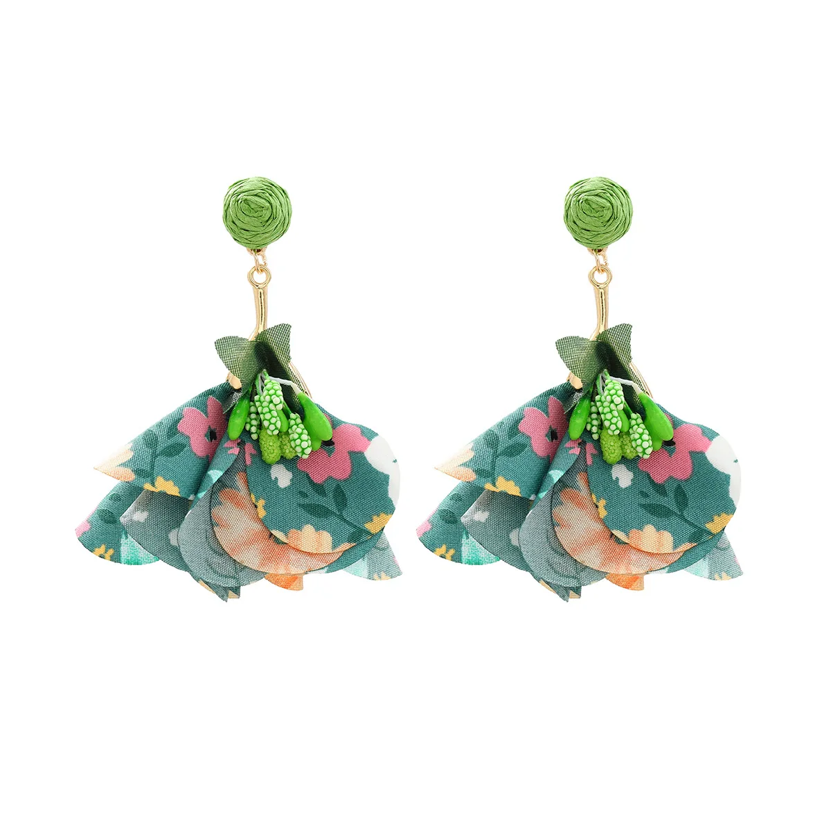 Handmade Fabric Flower Fashion Exaggerated Earrings For Women - Image 5