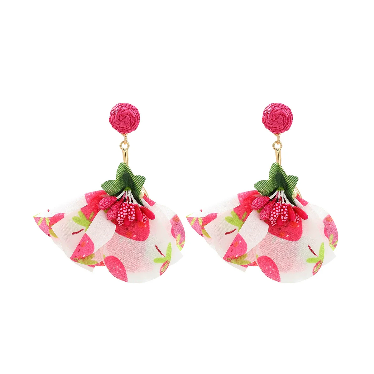 Handmade Fabric Flower Fashion Exaggerated Earrings For Women - Image 6