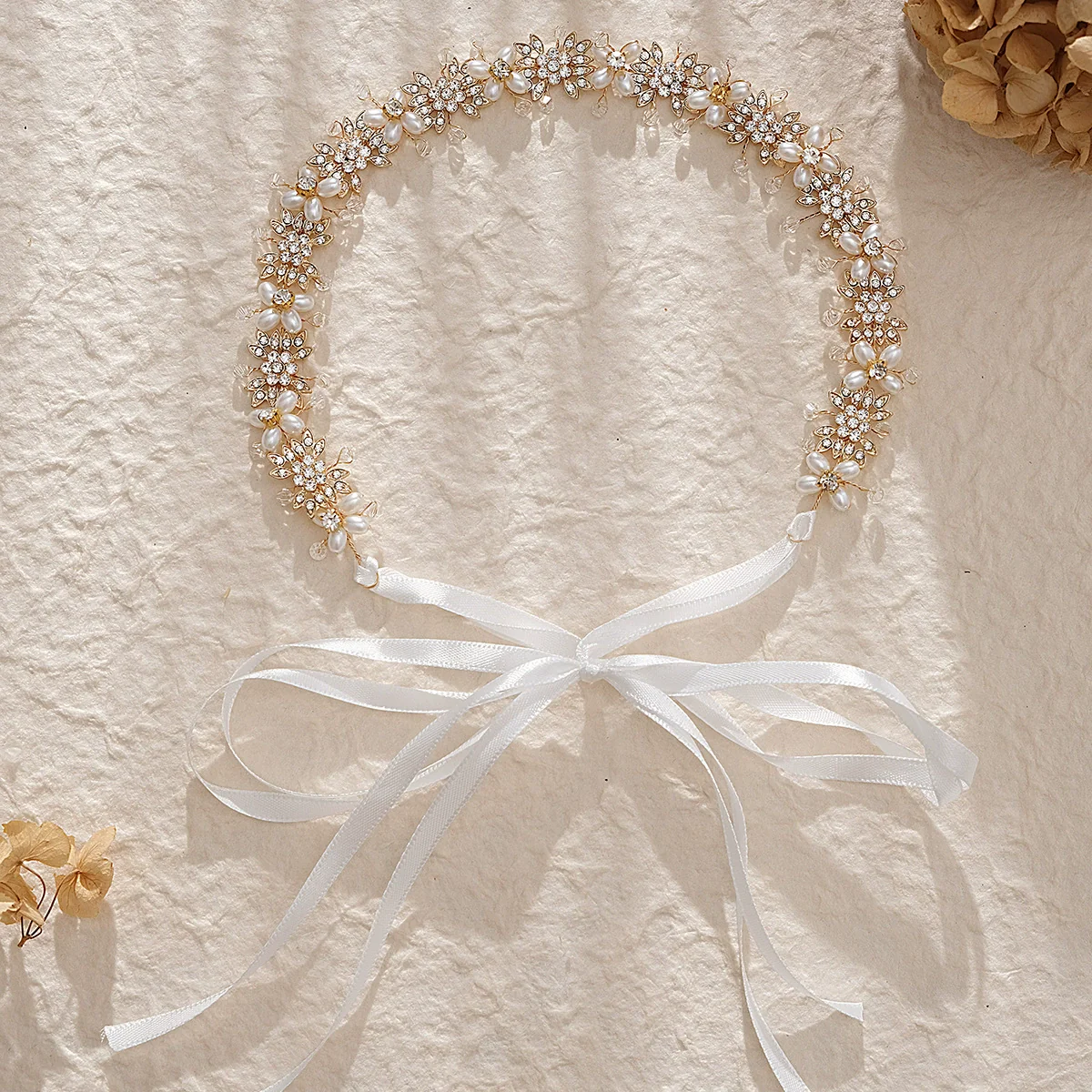 Handmade Fashion Women's Headwear Alloy Rhinestone Pearl Hair Band With Star Pattern For Wedding - Image 2