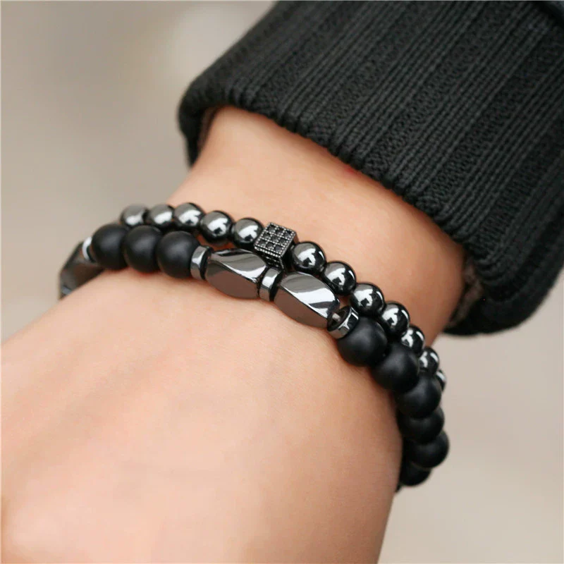 Handmade Geometric Stone Hiphop Hand Jewelry Unisex Beaded Bracelet With African Pine Yellow Tiger Eye And Volcanic Stone - Image 10