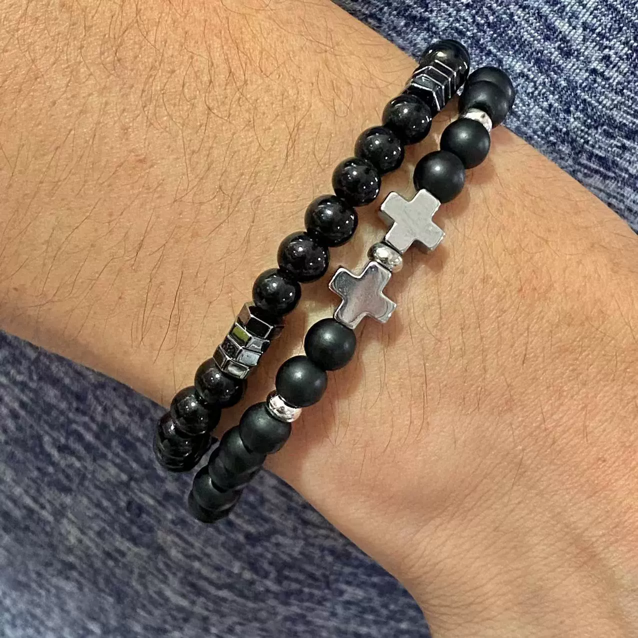 Handmade Geometric Stone Hiphop Hand Jewelry Unisex Beaded Bracelet With African Pine Yellow Tiger Eye And Volcanic Stone - Image 16