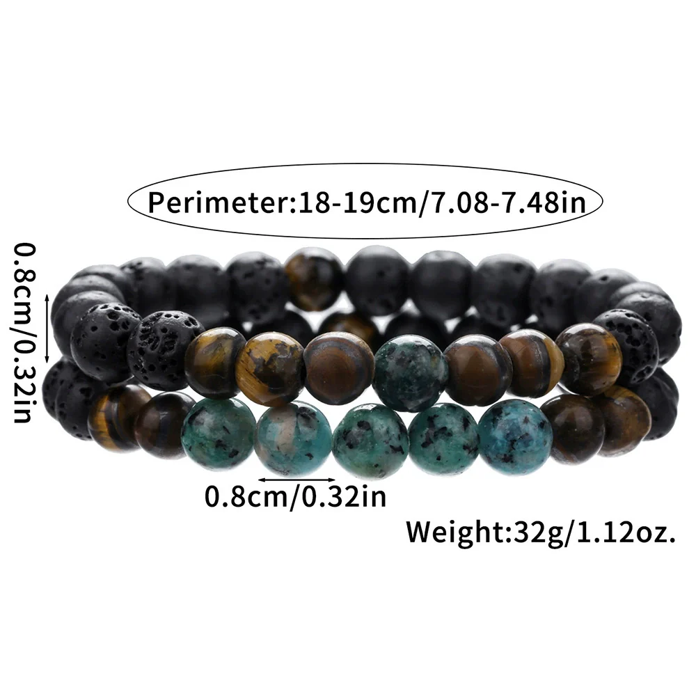 Handmade Geometric Stone Hiphop Hand Jewelry Unisex Beaded Bracelet With African Pine Yellow Tiger Eye And Volcanic Stone - Image 2