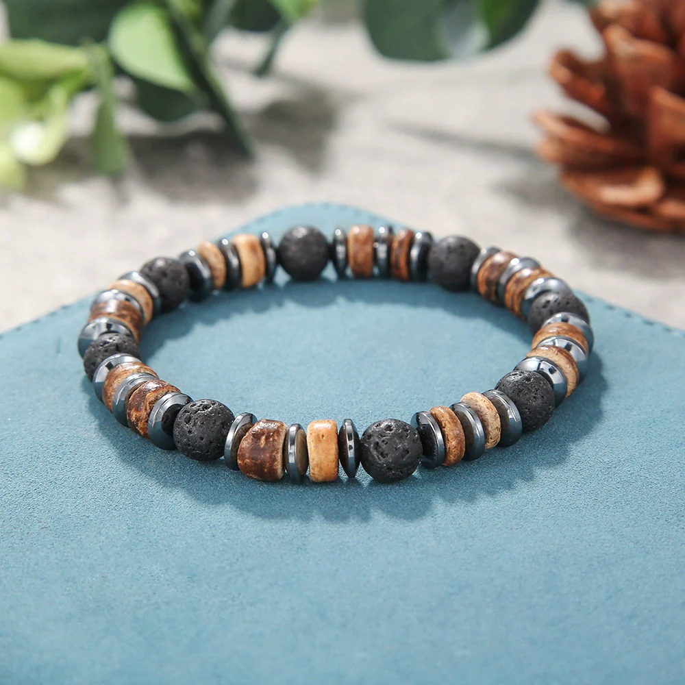 Handmade Geometric Style Unisex Bracelet Jewelry With Black Gallstone And Turquoise - Image 20