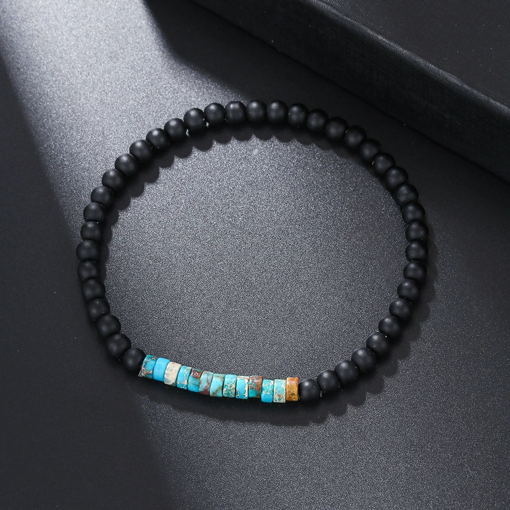 Handmade Geometric Style Unisex Bracelet Jewelry With Black Gallstone And Turquoise - Image 28
