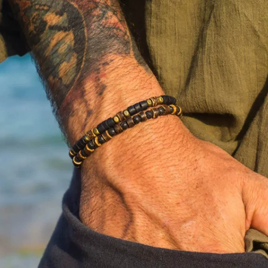 Handmade Geometric Wooden Beaded Bracelets Unisex - Image 13