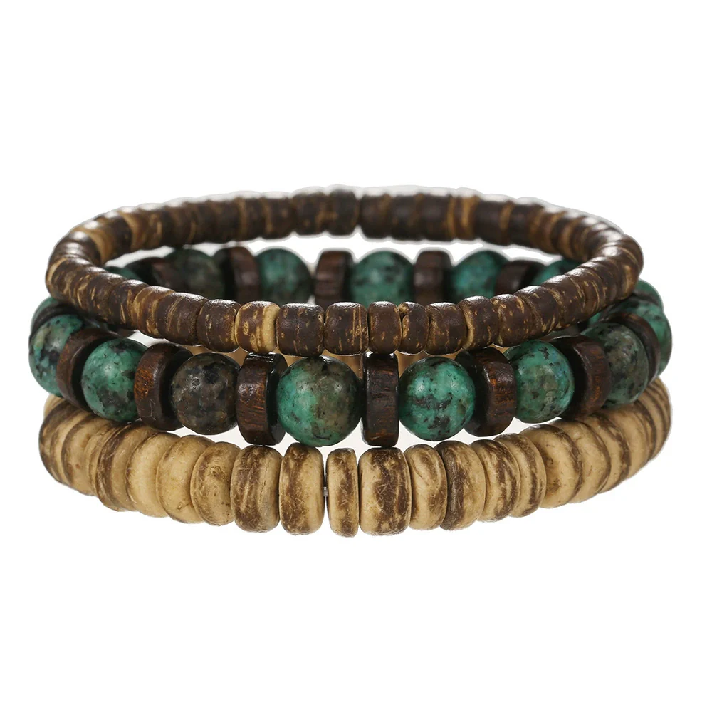 Handmade Geometric Wooden Beaded Bracelets Unisex - Image 18