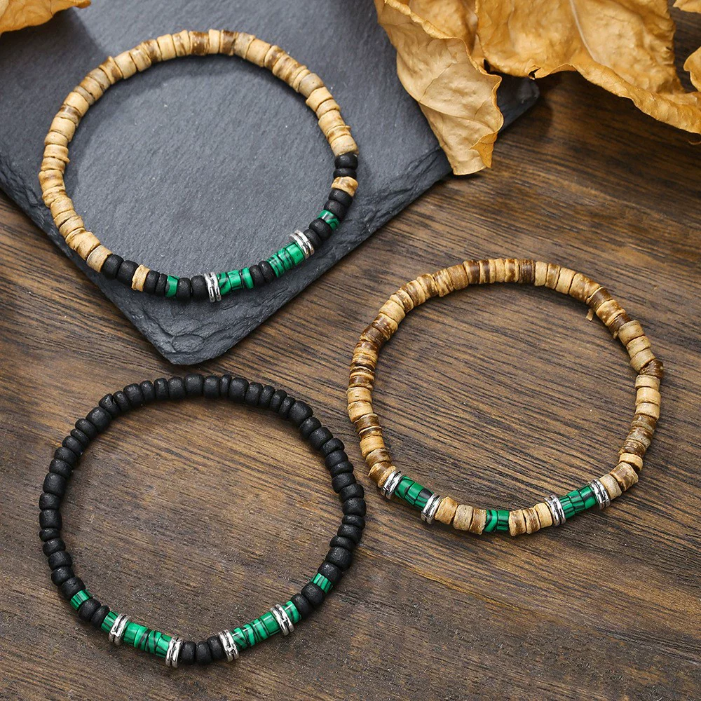 Handmade Geometric Wooden Beaded Bracelets Unisex - Image 19