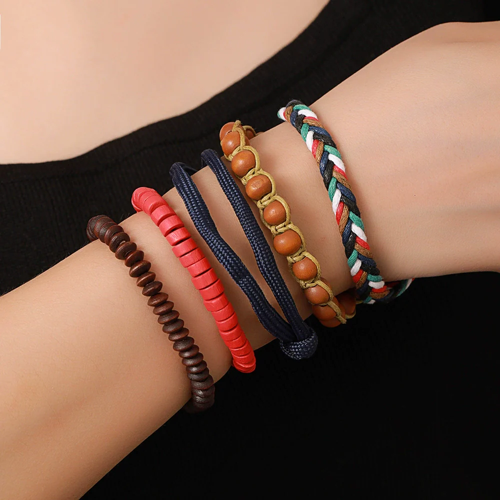 Handmade Geometric Wooden Beaded Bracelets Unisex - Image 20
