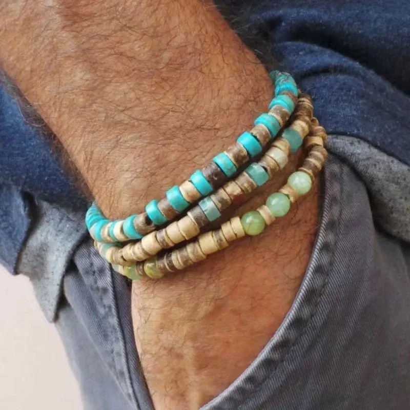 Handmade Geometric Wooden Beaded Bracelets Unisex - Image 21