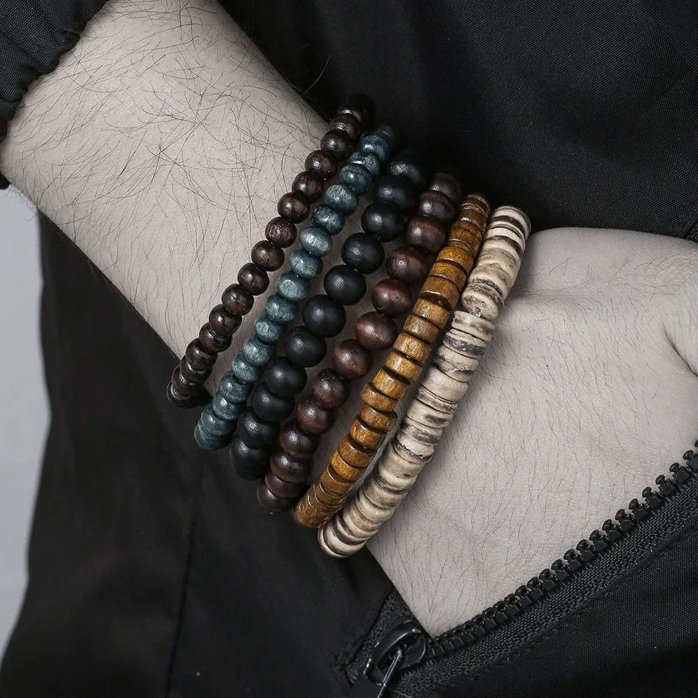 Handmade Geometric Wooden Beaded Bracelets Unisex - Image 23